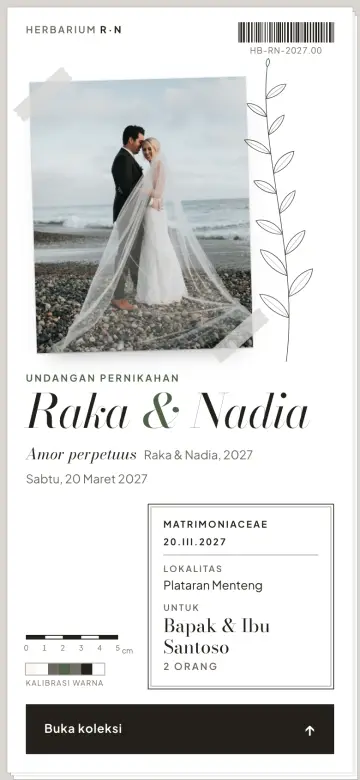 Contoh undangan digital floral: template Herbarium dengan ilustrasi bunga kering